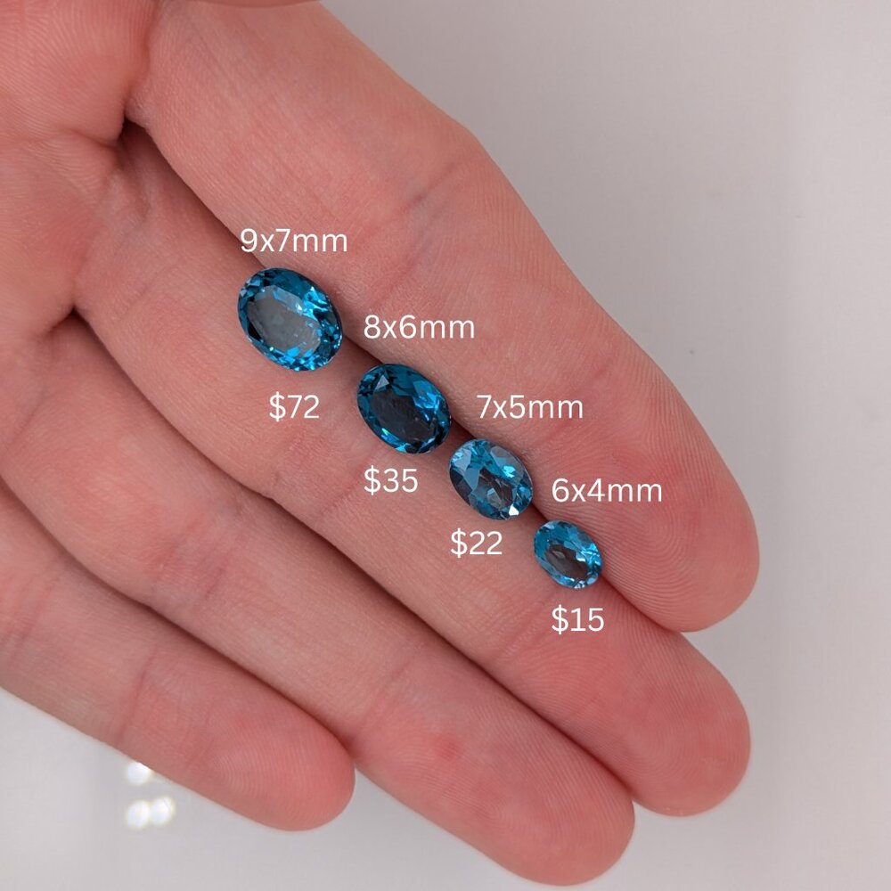 London Blue Topaz Loose Gemstone | 5x3mm - 12x10mm Oval Shape - Picture 3 of 12